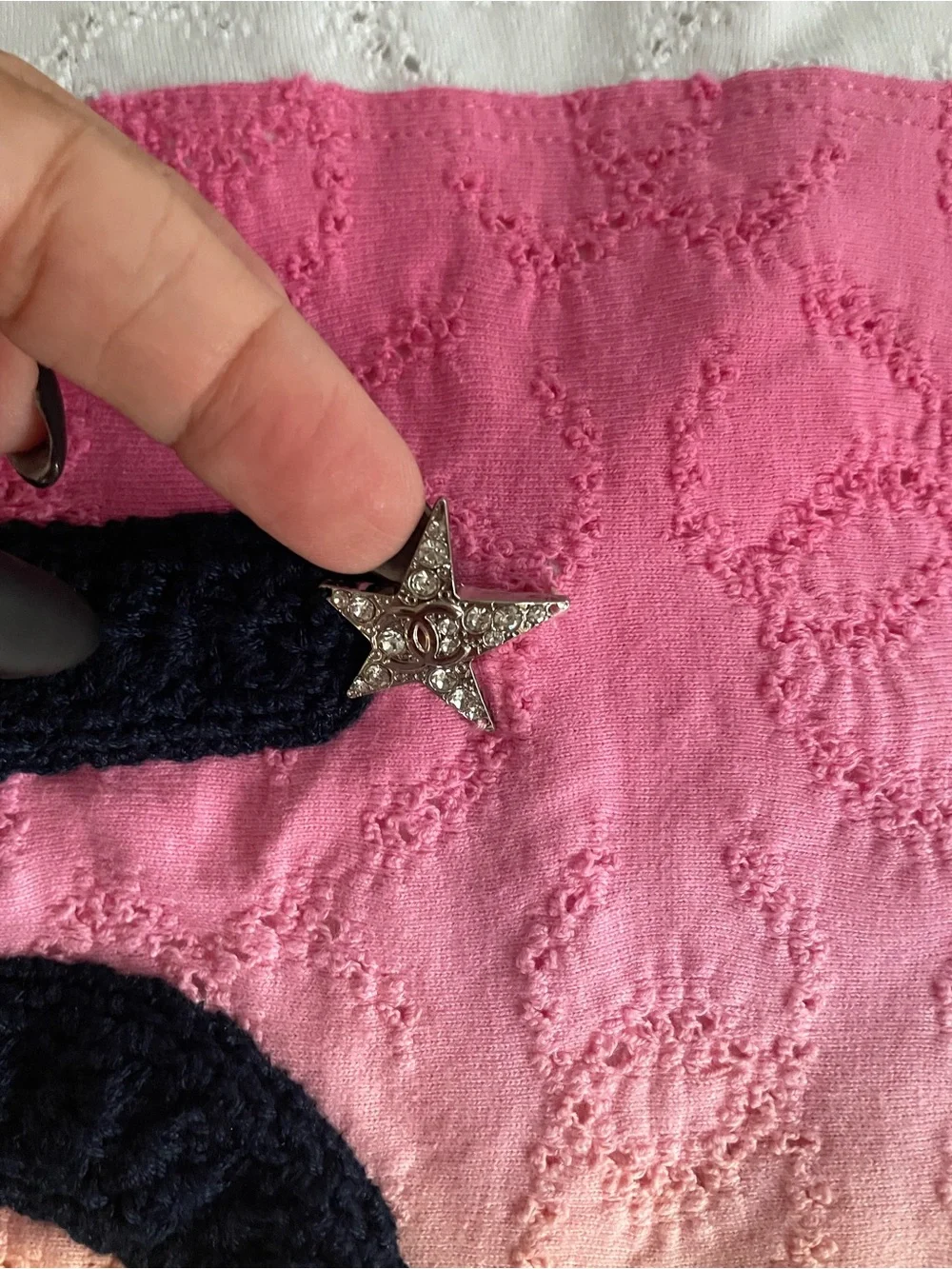 CHANEL white eyelet